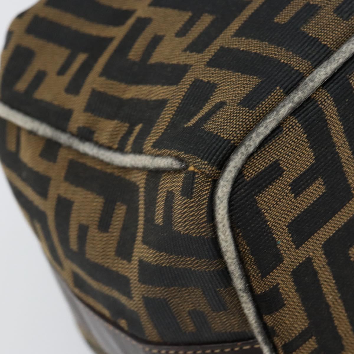 FENDI Zucca Canvas Vanity Bag Black Brown Auth 147546