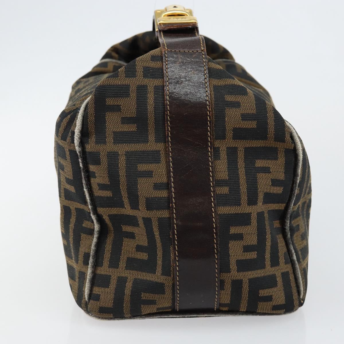 FENDI Zucca Canvas Vanity Bag Black Brown Auth 147546