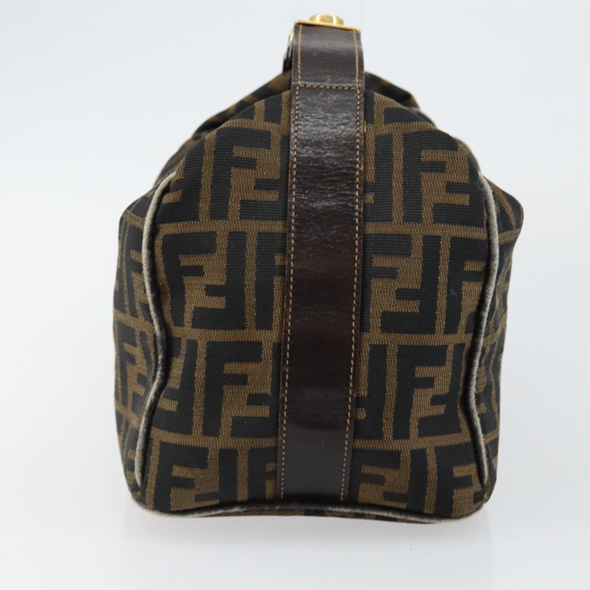 FENDI Zucca Canvas Vanity Bag Black Brown Auth 147546