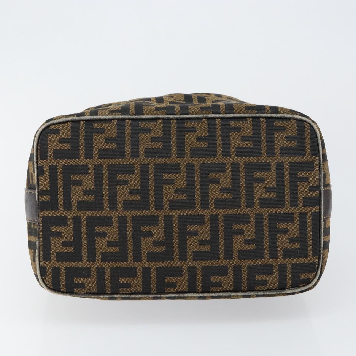 FENDI Zucca Canvas Vanity Bag Black Brown Auth 147546