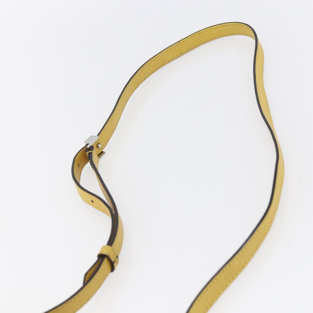 FENDI Petite 2JOURS Hand Bag Leather Yellow Silver Auth 147548