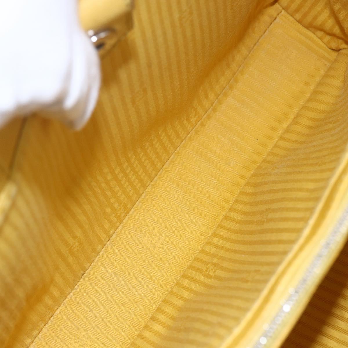 FENDI Petite 2JOURS Hand Bag Leather Yellow Silver Auth 147548