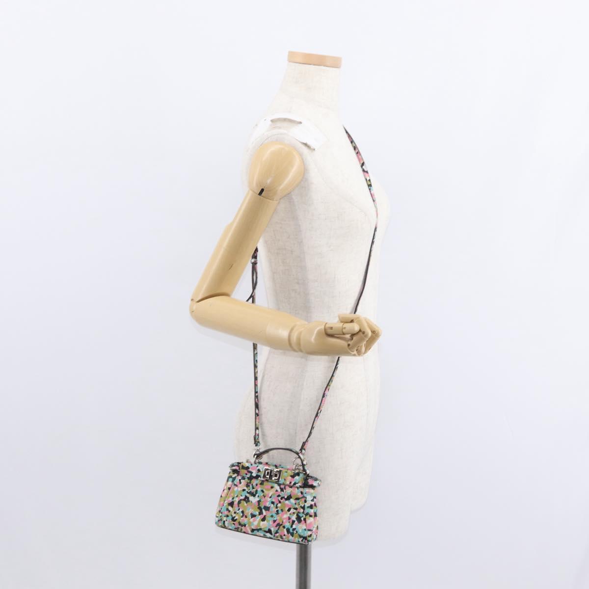 FENDI Micro Peek A Boo Hand Bag Leather Multicolor Auth 147549