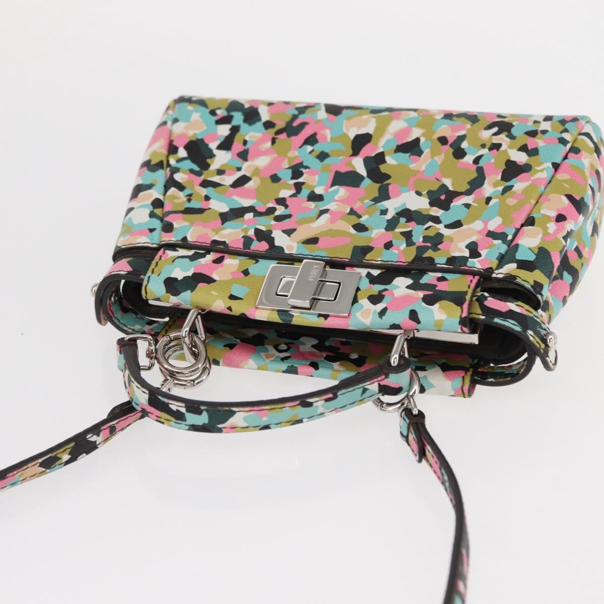 FENDI Micro Peek A Boo Hand Bag Leather Multicolor Auth 147549