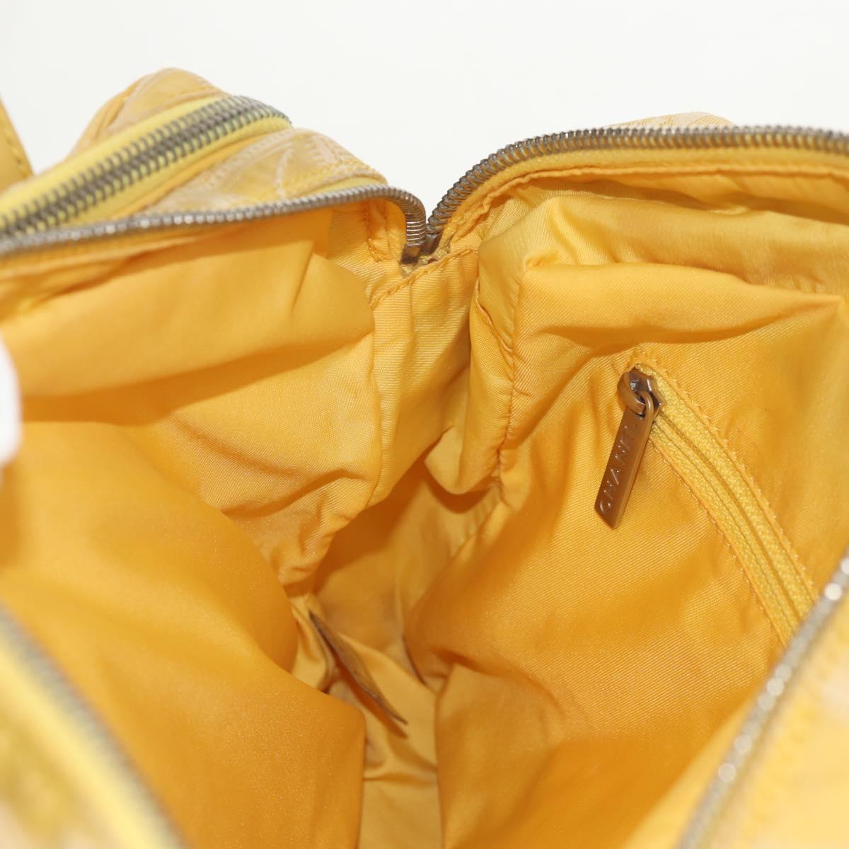 CHANEL New Travel Line Hand Bag Nylon 2way Yellow Silver CC Auth 147551