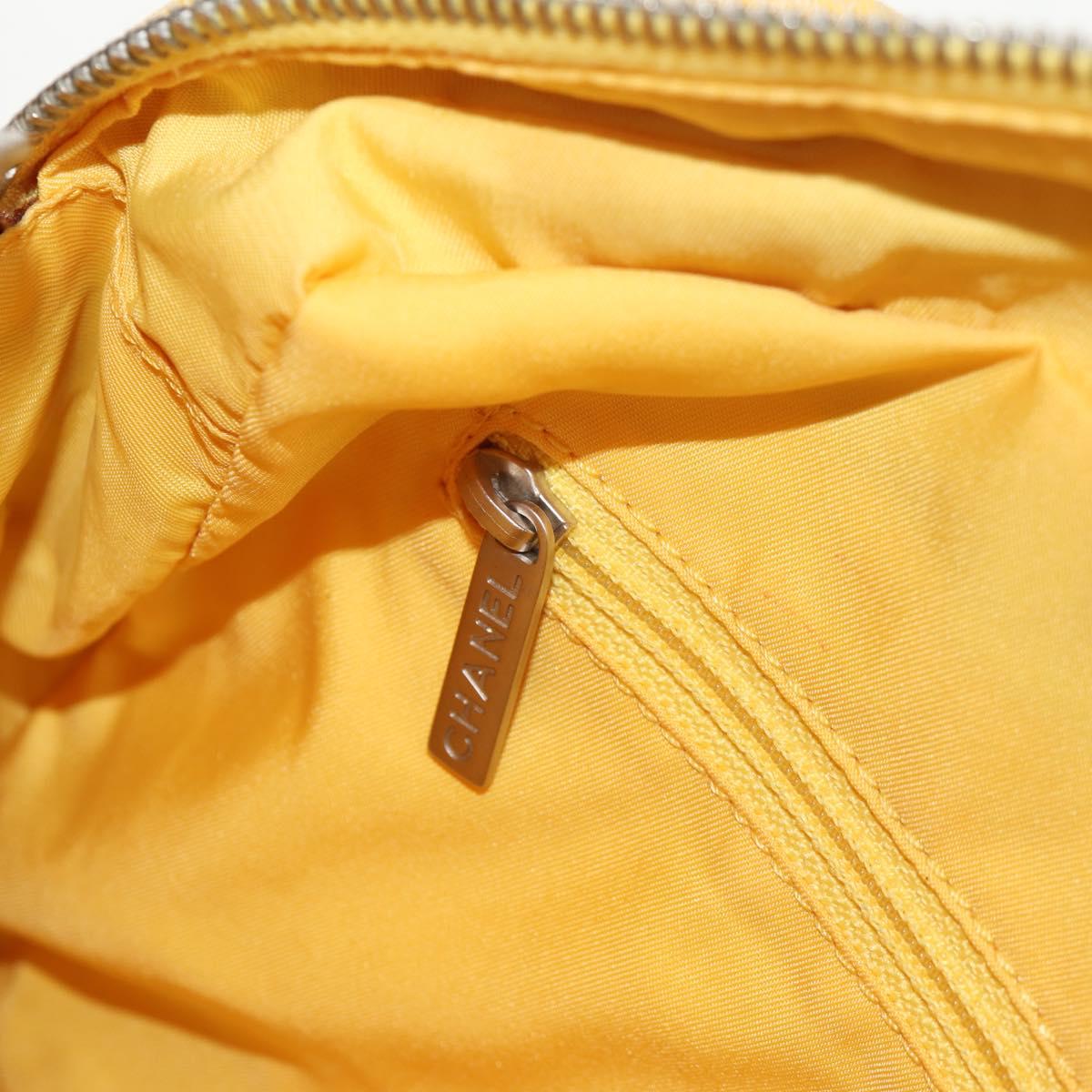 CHANEL New Travel Line Hand Bag Nylon 2way Yellow Silver CC Auth 147551