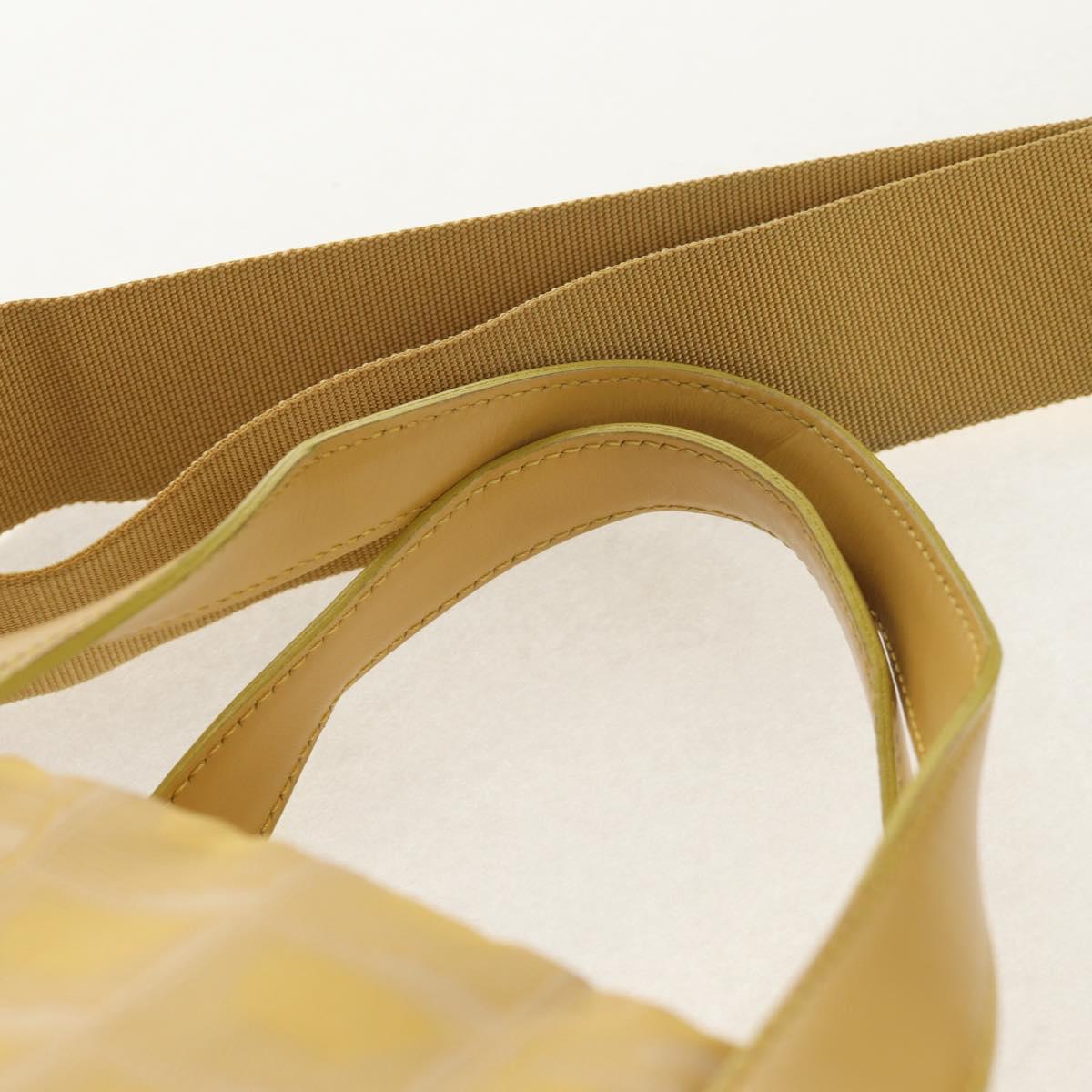 CHANEL New Travel Line Hand Bag Nylon 2way Yellow Silver CC Auth 147551
