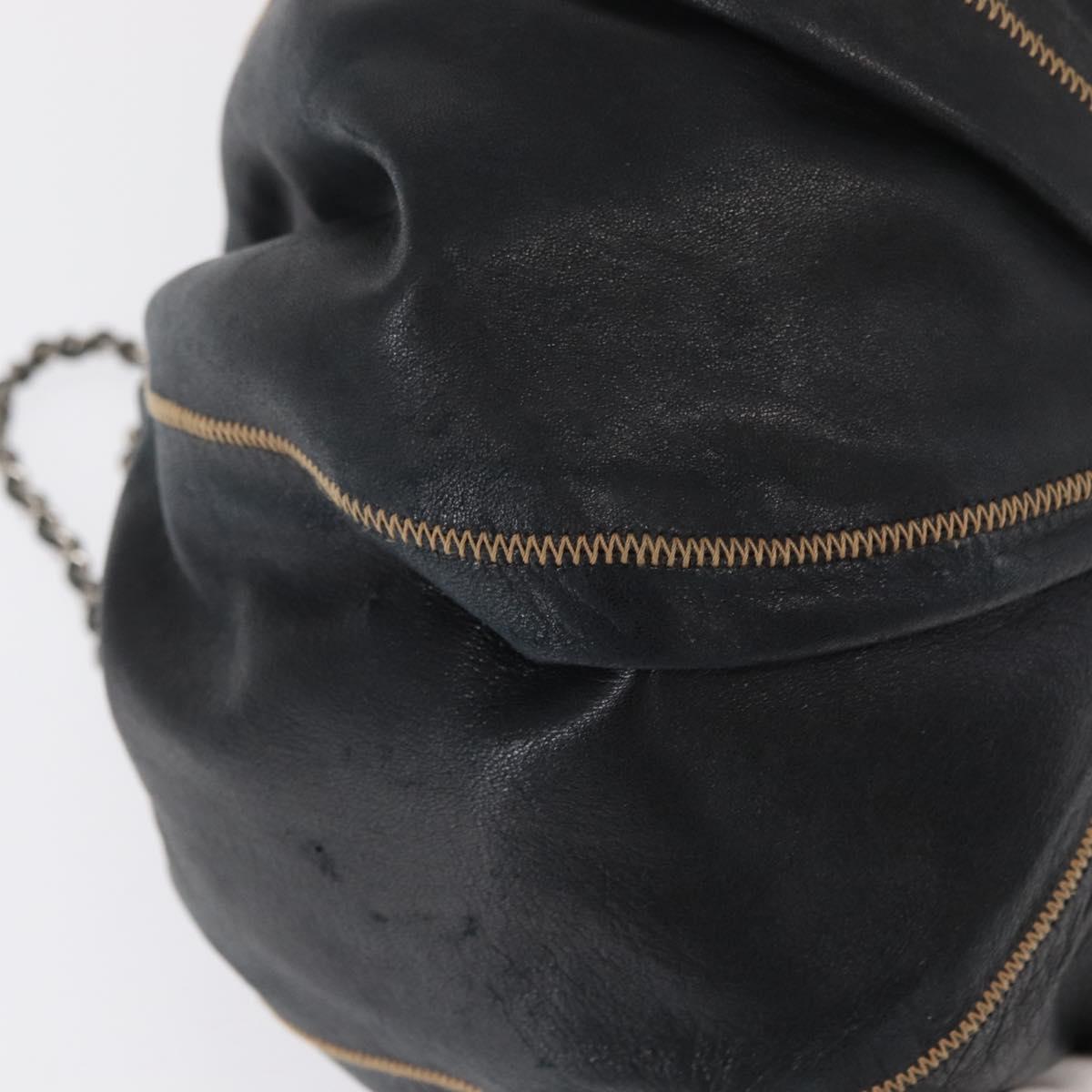 CHANEL Chain Shoulder Bag Leather Black Silver CC Auth 147553