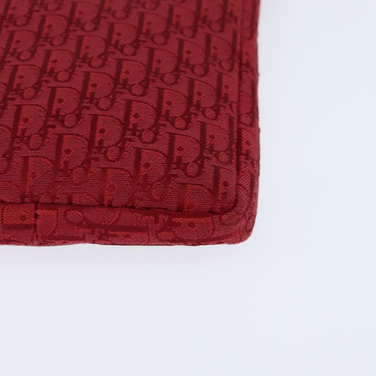 Christian Dior Trotter Canvas Shoulder Bag Red Silver Auth 147558