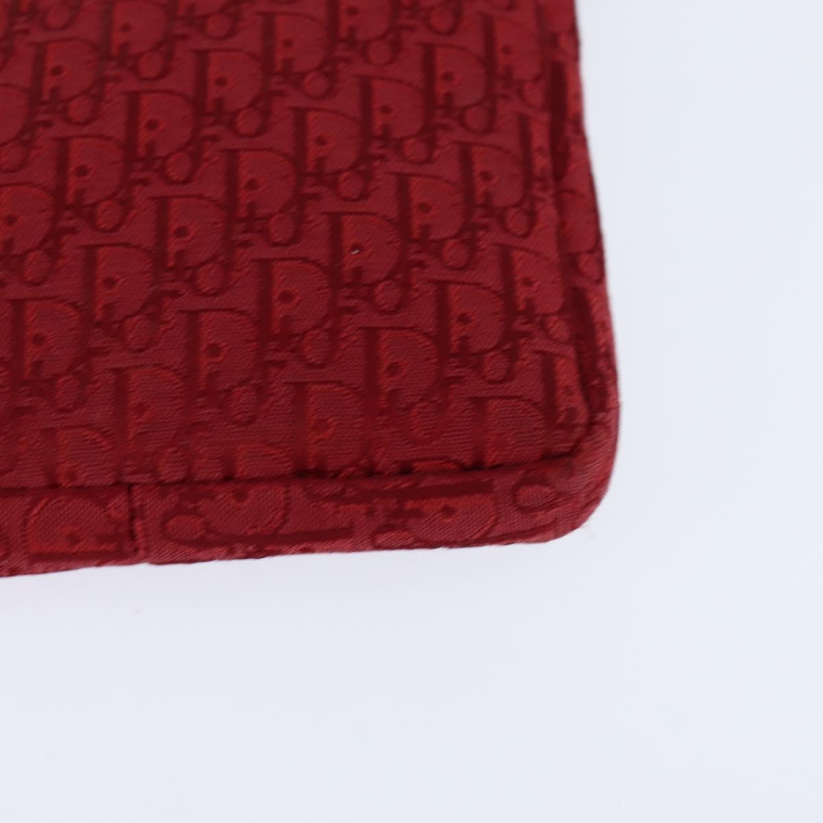 Christian Dior Trotter Canvas Shoulder Bag Red Silver Auth 147558