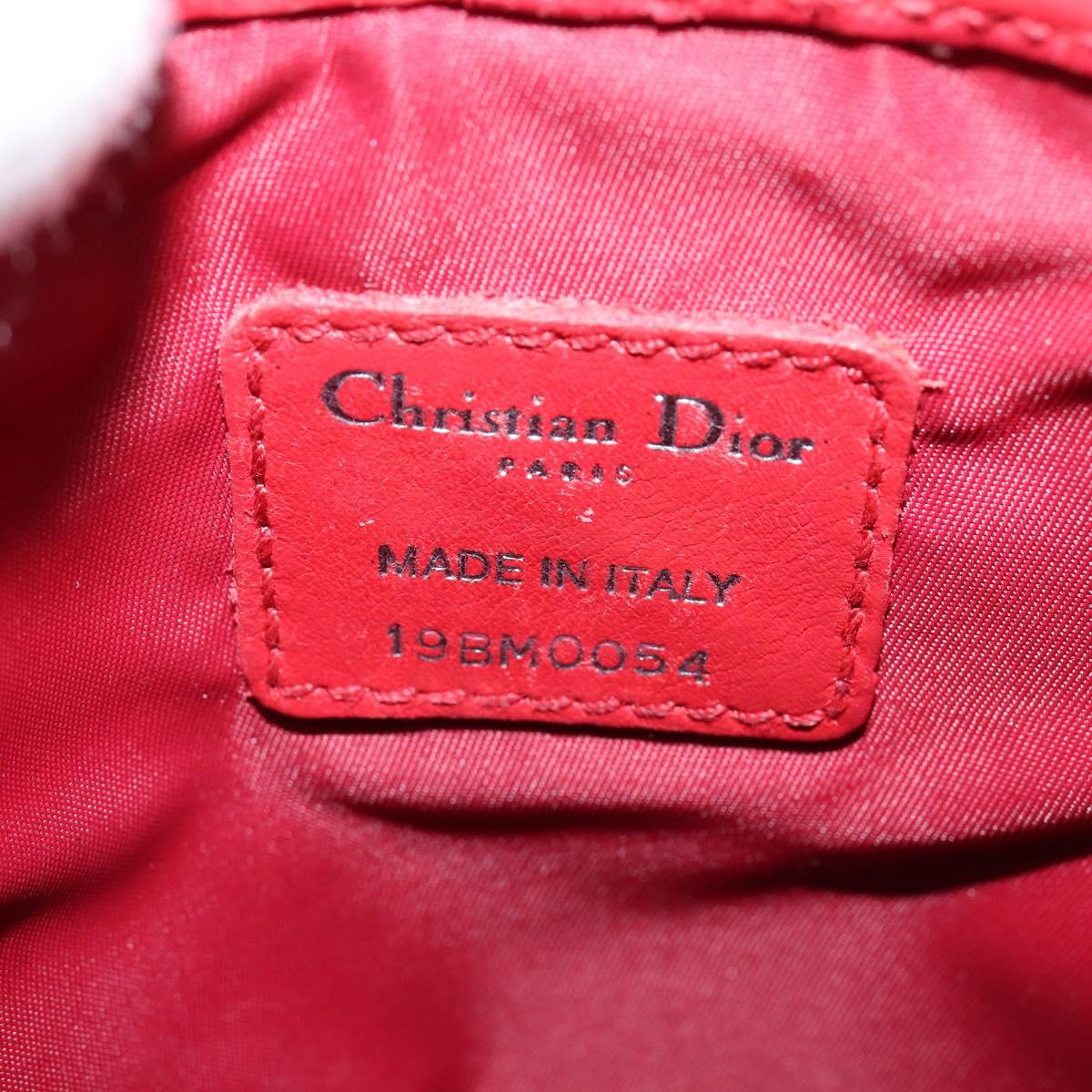 Christian Dior Trotter Canvas Shoulder Bag Red Silver Auth 147558