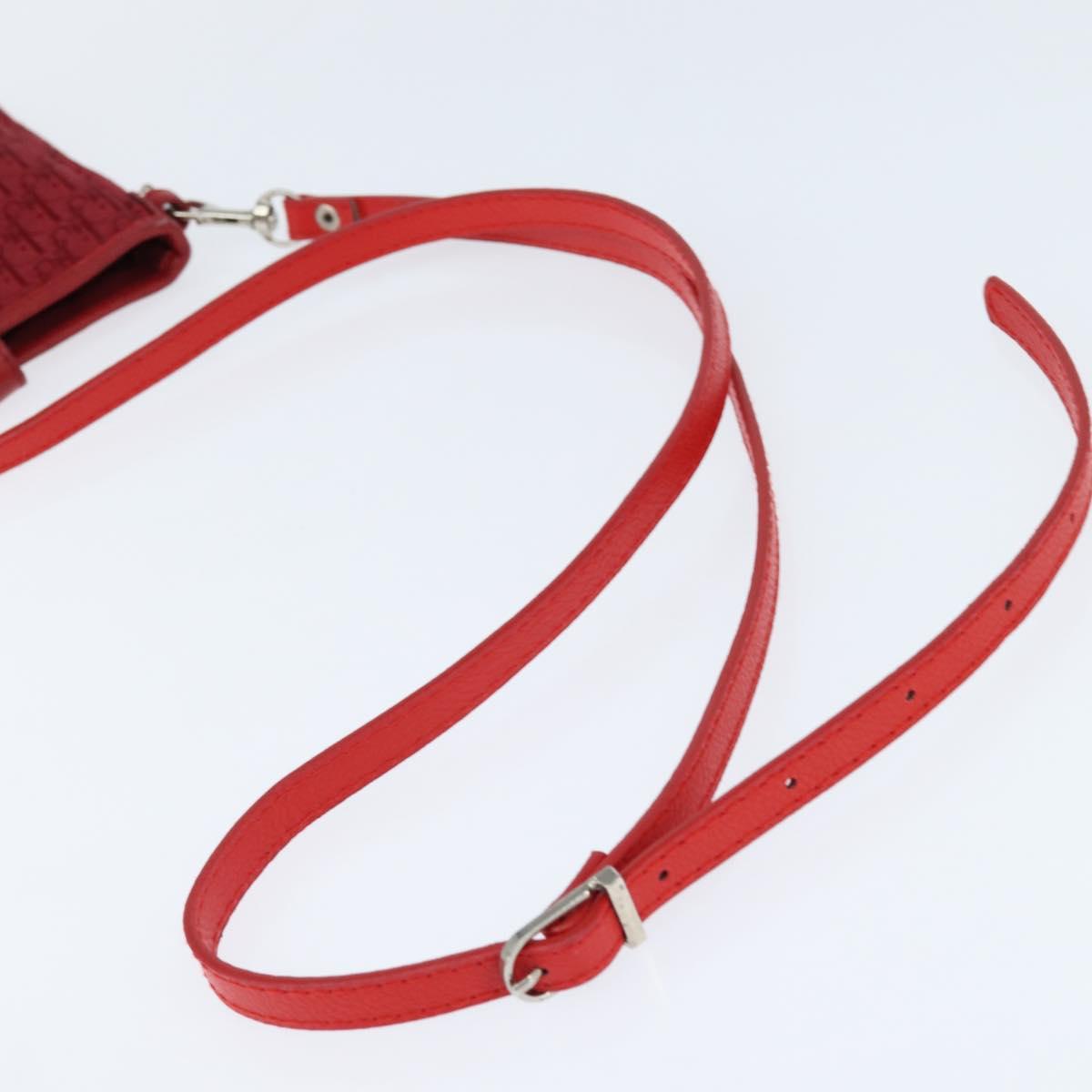 Christian Dior Trotter Canvas Shoulder Bag Red Silver Auth 147558
