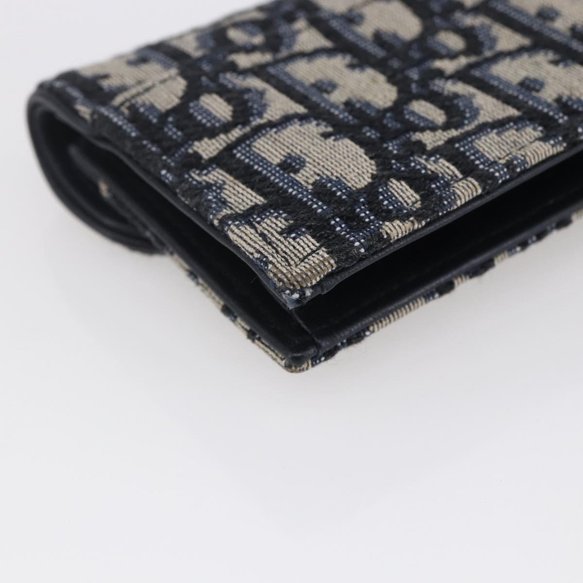 Christian Dior Trotter Canvas Saddle Coin Card Case Navy Auth 147559