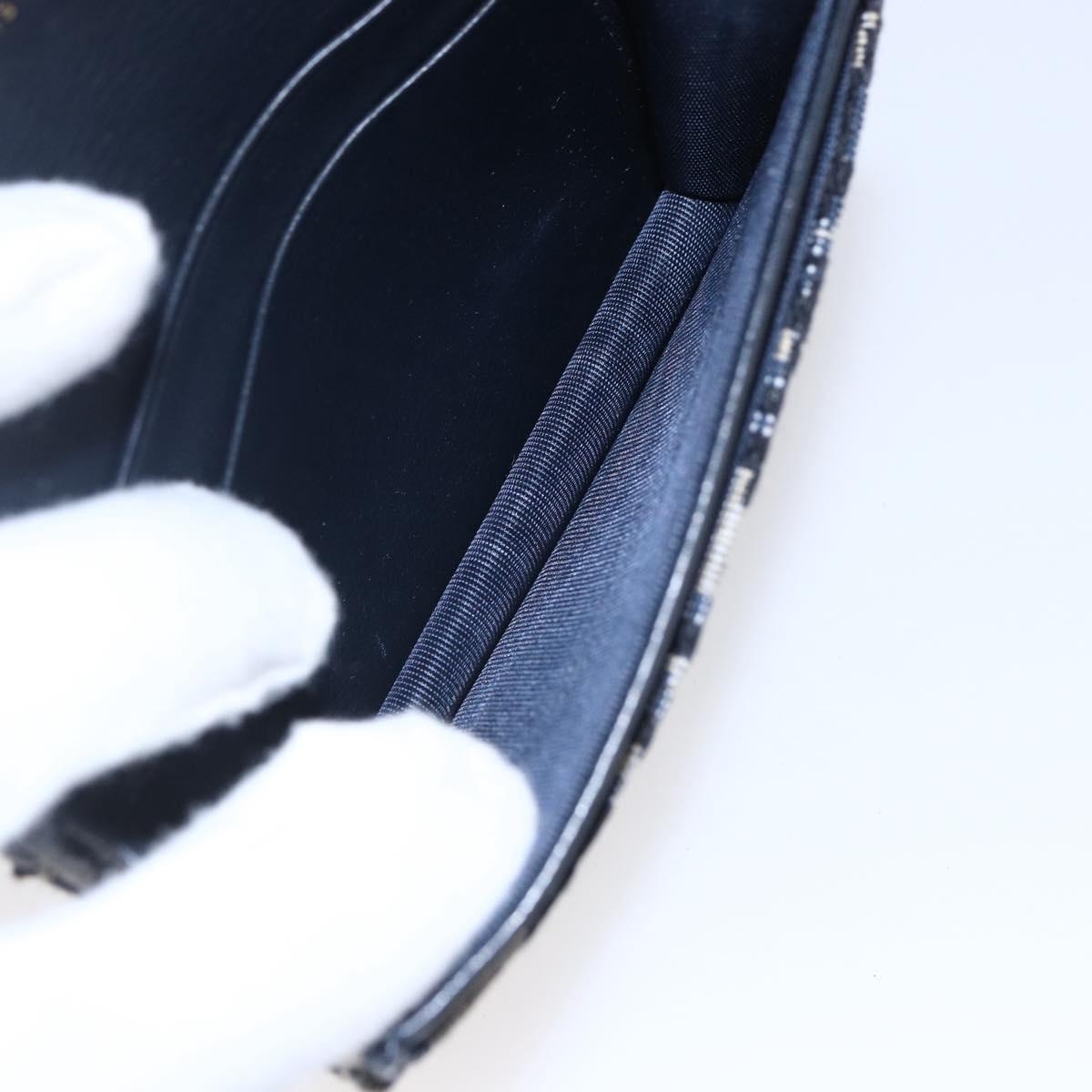 Christian Dior Trotter Canvas Saddle Coin Card Case Navy Auth 147559