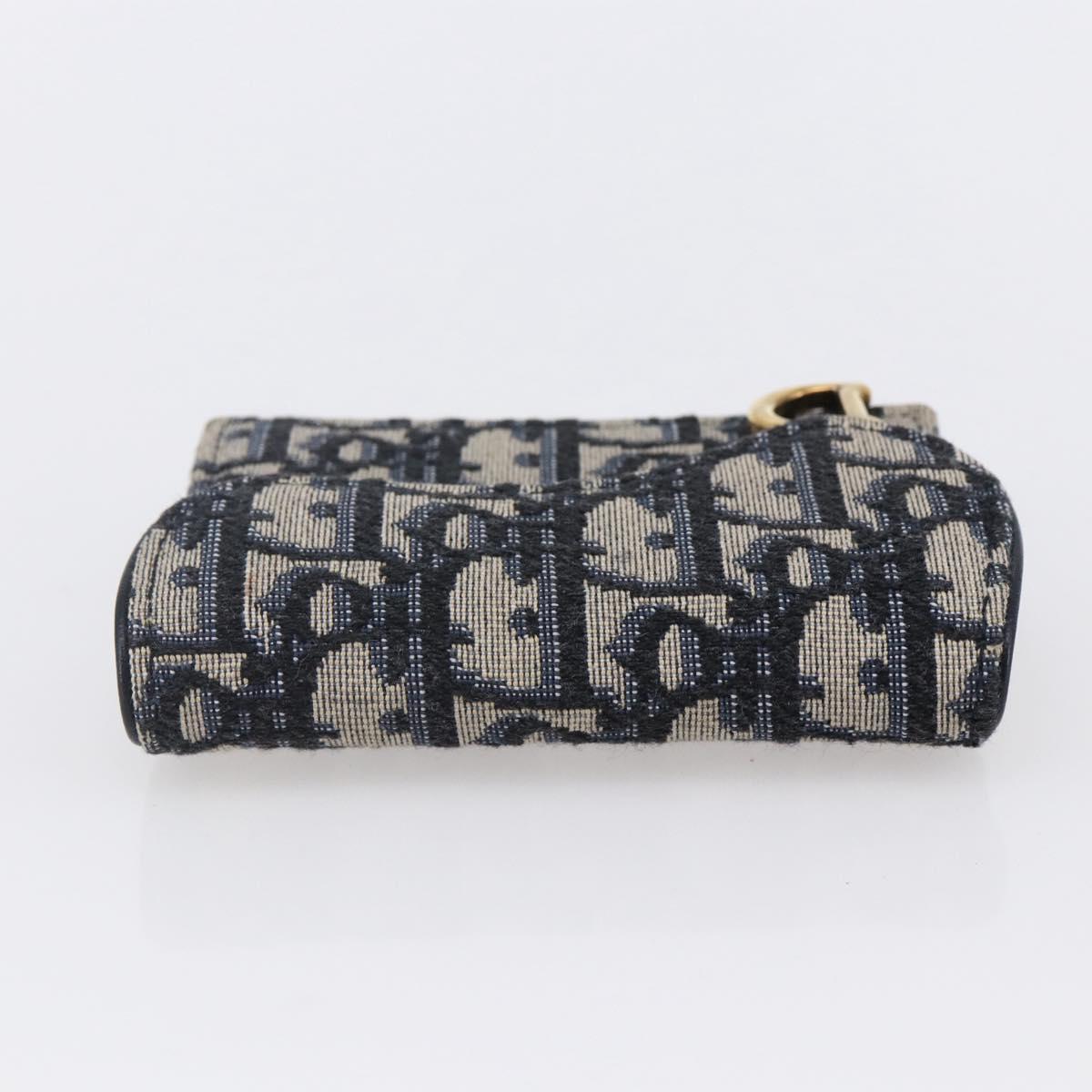 Christian Dior Trotter Canvas Saddle Coin Card Case Navy Auth 147559