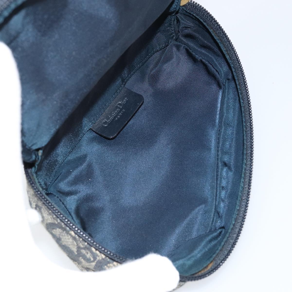 Christian Dior Trotter Canvas Saddle Pouch Blue Gold Auth 147560