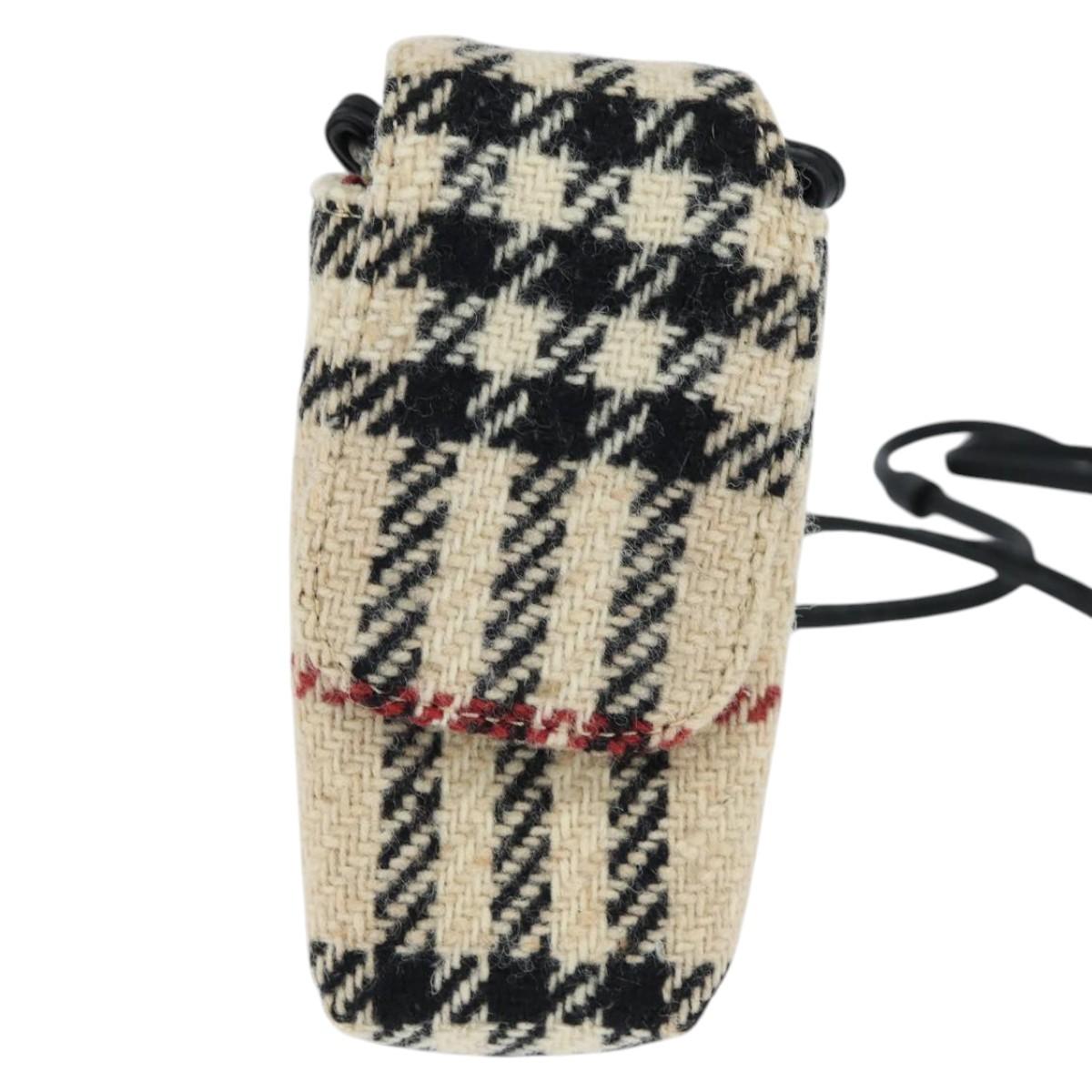 BURBERRY Nova Check Shoulder Pouch Canvas Beige Auth 147566