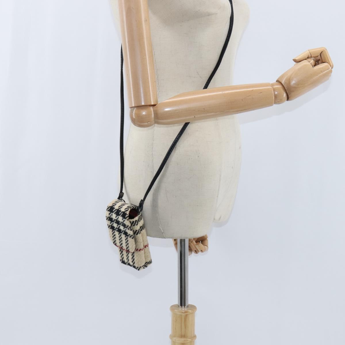 BURBERRY Nova Check Shoulder Pouch Canvas Beige Auth 147566