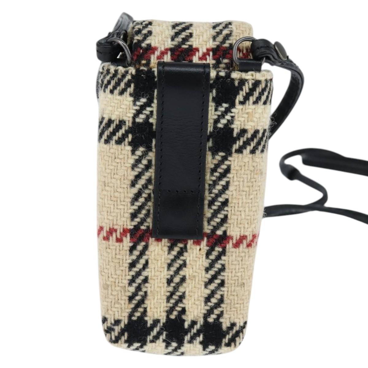 BURBERRY Nova Check Shoulder Pouch Canvas Beige Auth 147566