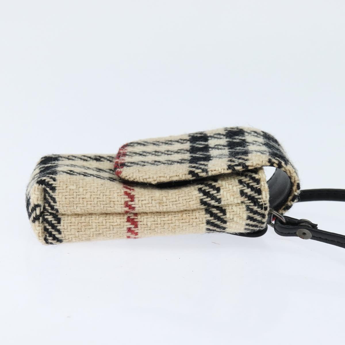 BURBERRY Nova Check Shoulder Pouch Canvas Beige Auth 147566