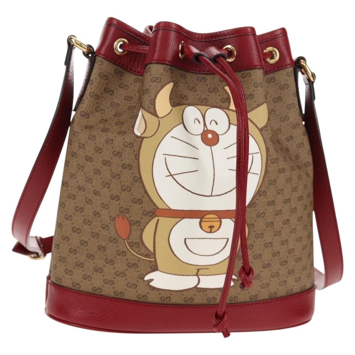 GUCCI Micro GG Supreme Doraemon Collaboration Bag PVC Beige 655597 Auth 147572M