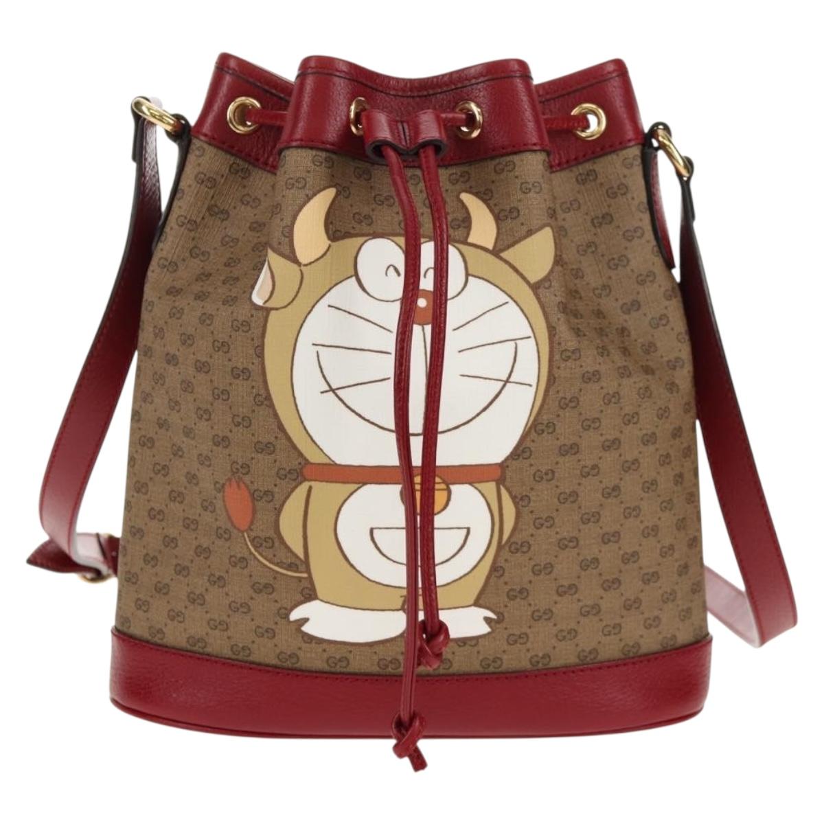 GUCCI Micro GG Supreme Doraemon Collaboration Bag PVC Beige 655597 Auth 147572M