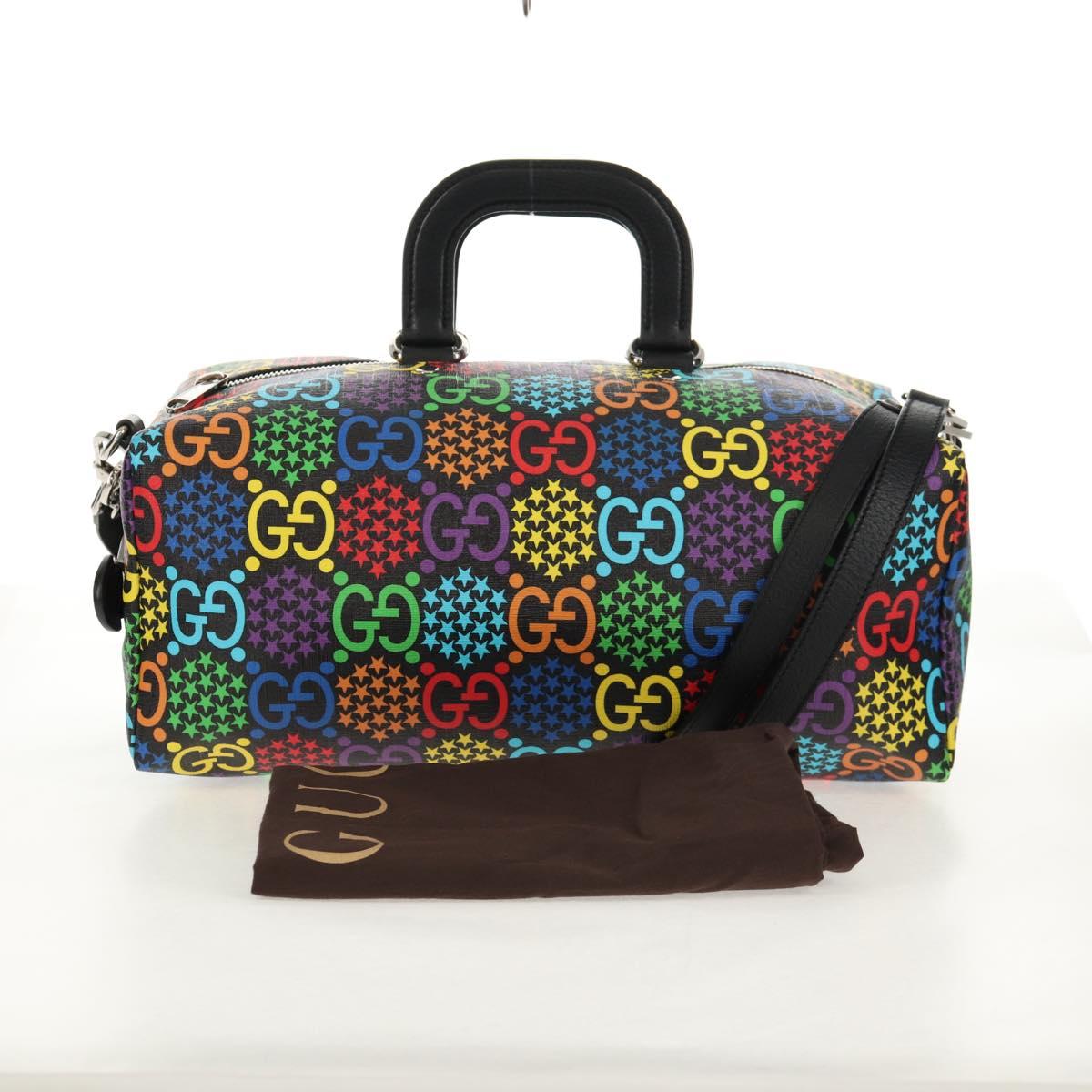 GUCCI GG Psychedelic Boston Bag PVC 2way Multicolor Silver 587866 Auth 147573SAM