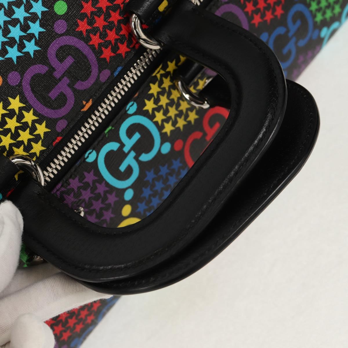 GUCCI GG Psychedelic Boston Bag PVC 2way Multicolor Silver 587866 Auth 147573M