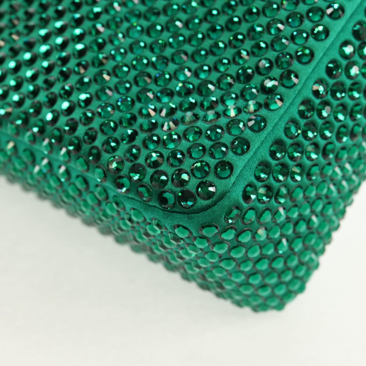 PRADA Shoulder Bag Sequin Green Silver Auth 147577SM