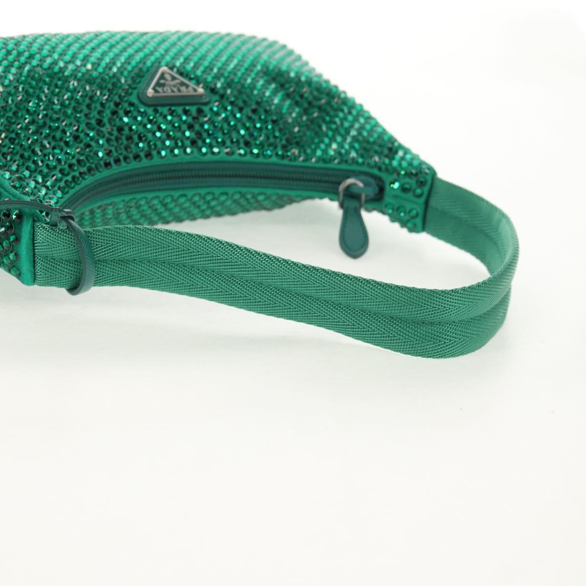 PRADA Shoulder Bag Sequin Green Silver Auth 147577SM