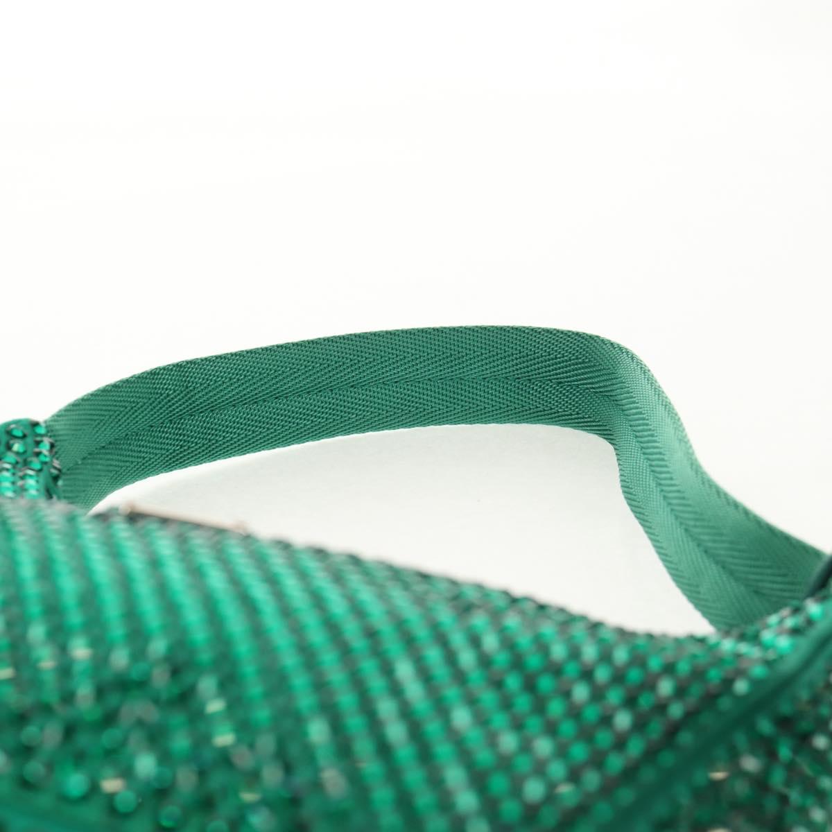 PRADA Shoulder Bag Sequin Green Silver Auth 147577SM