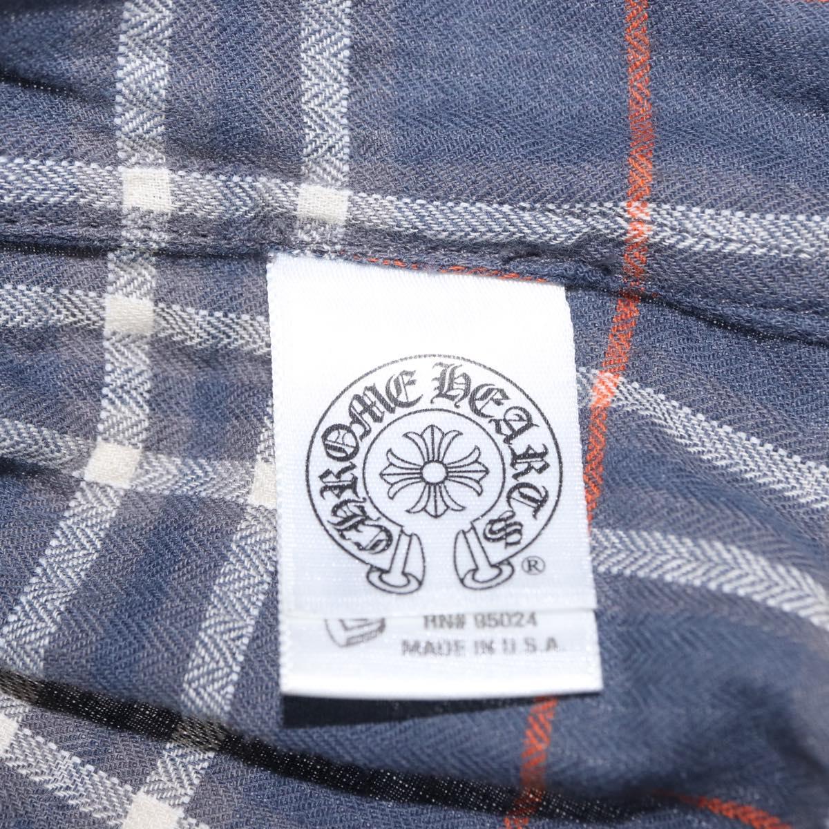 Chrome Hearts Check Shirt Long Sleeved Cotton Navy Auth 147580M