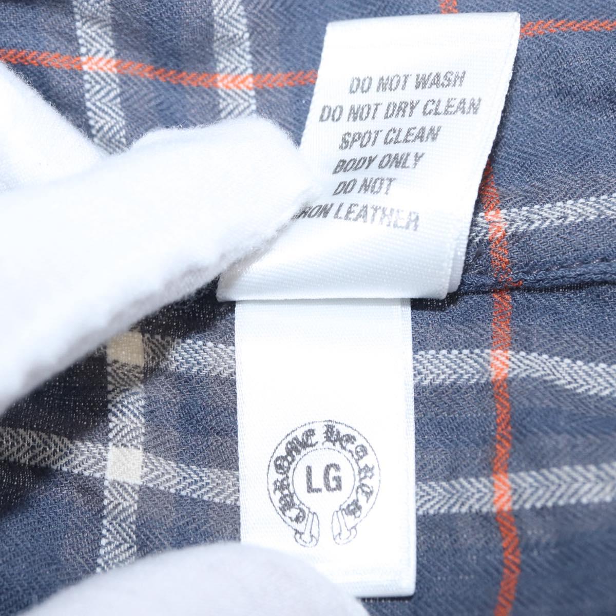 Chrome Hearts Check Shirt Long Sleeved Cotton Navy Auth 147580M