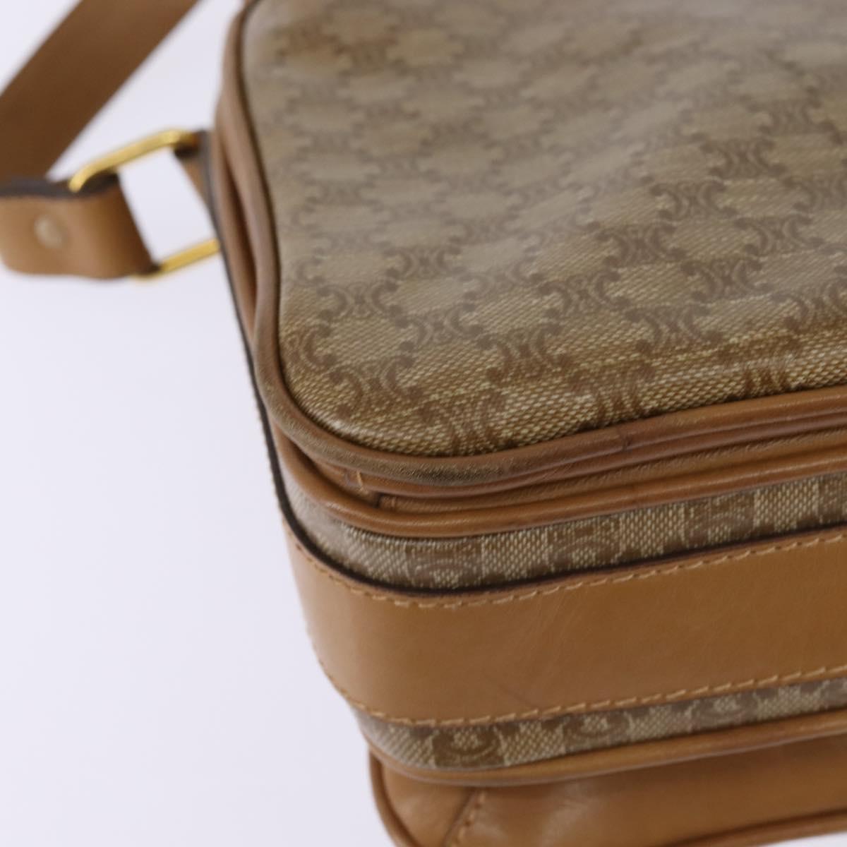 CELINE Macadam Canvas Shoulder Bag PVC Beige Gold Auth 147612
