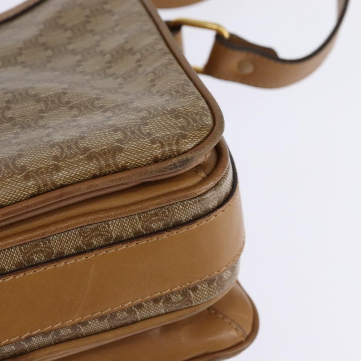 CELINE Macadam Canvas Shoulder Bag PVC Beige Gold Auth 147612