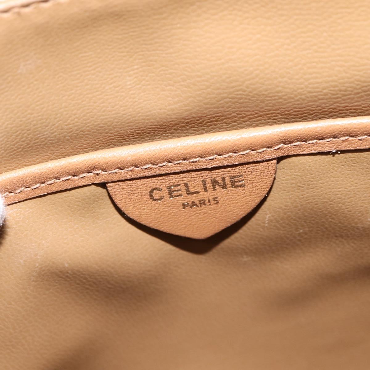 CELINE Macadam Canvas Shoulder Bag PVC Beige Gold Auth 147612