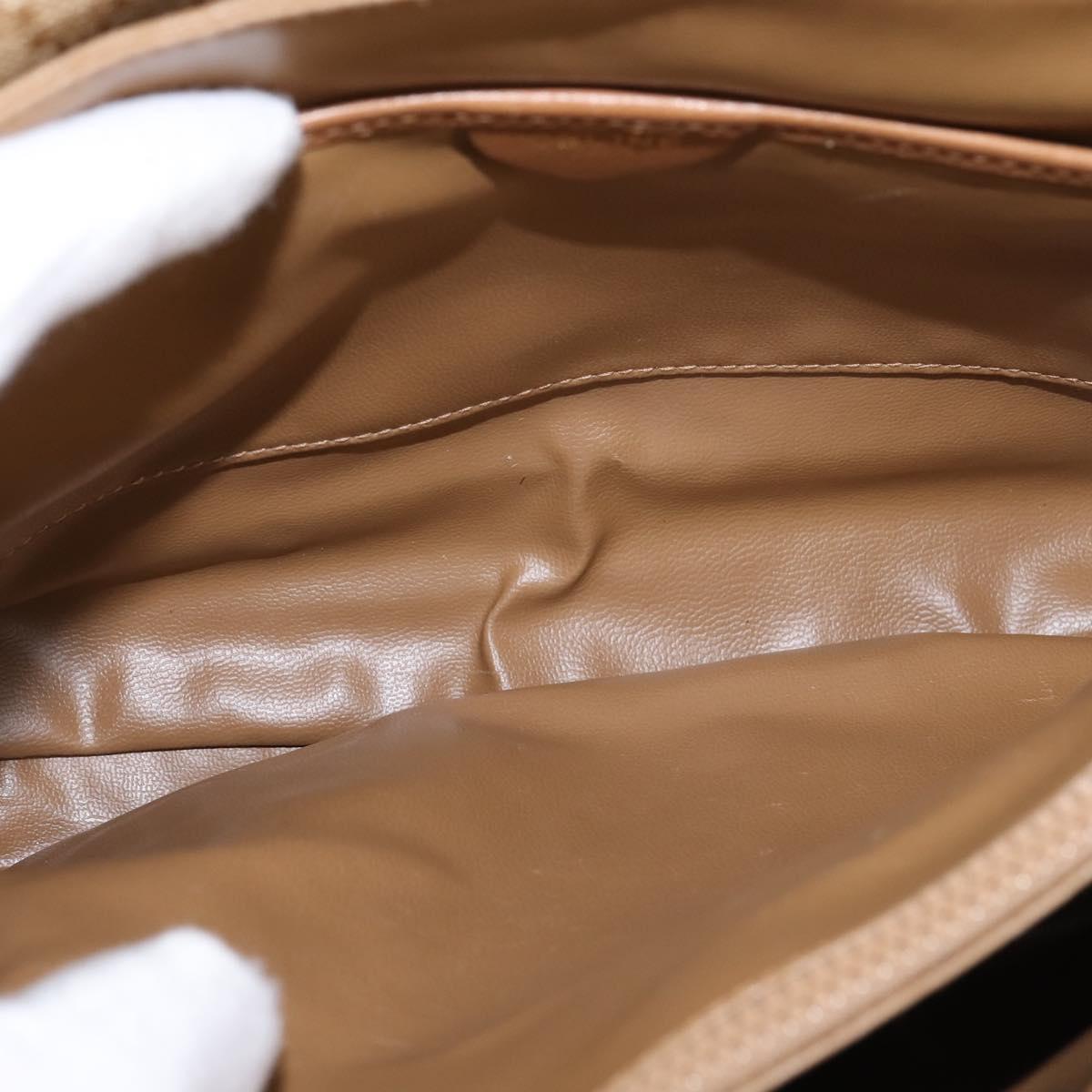 CELINE Macadam Canvas Shoulder Bag PVC Beige Gold Auth 147612