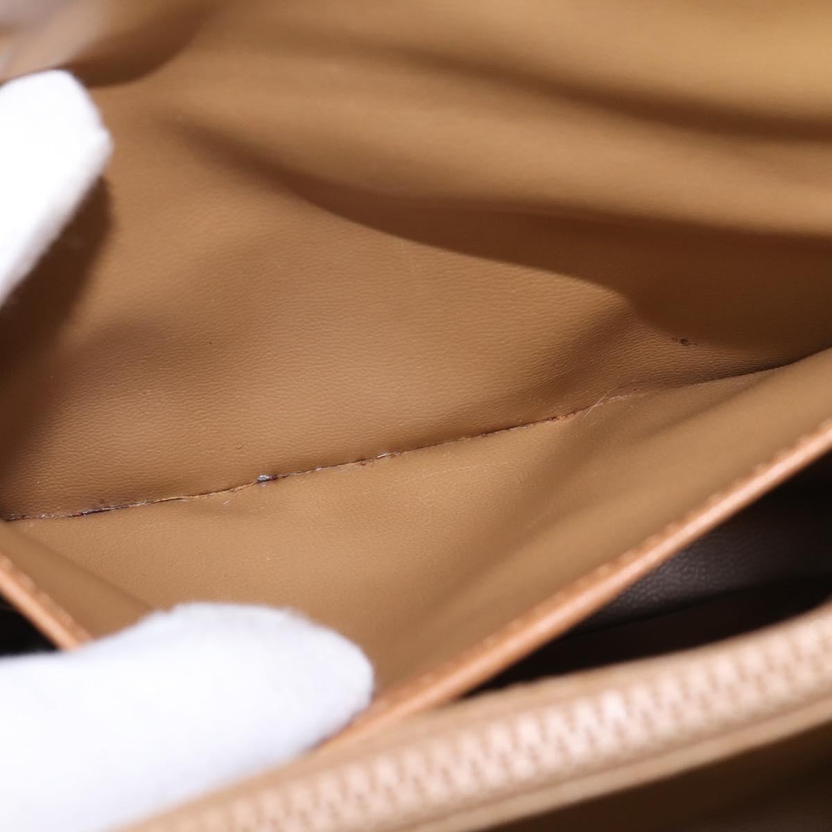 CELINE Macadam Canvas Shoulder Bag PVC Beige Gold Auth 147612