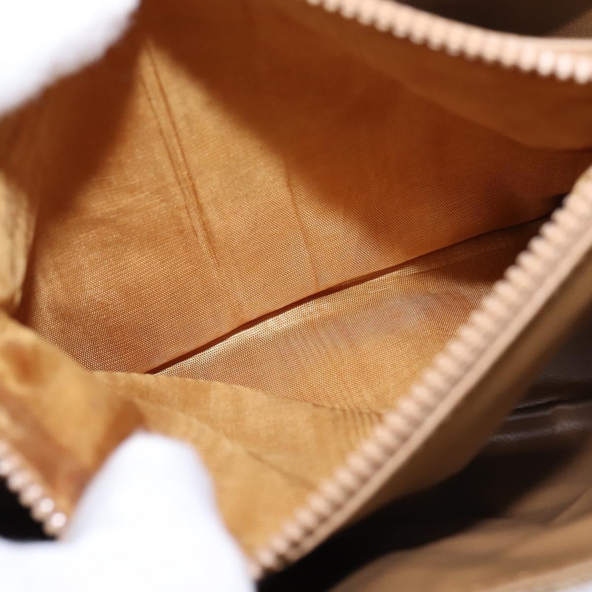 CELINE Macadam Canvas Shoulder Bag PVC Beige Gold Auth 147612