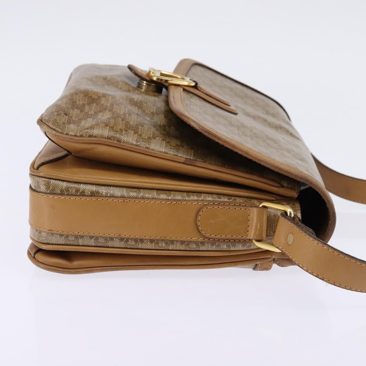 CELINE Macadam Canvas Shoulder Bag PVC Beige Gold Auth 147612