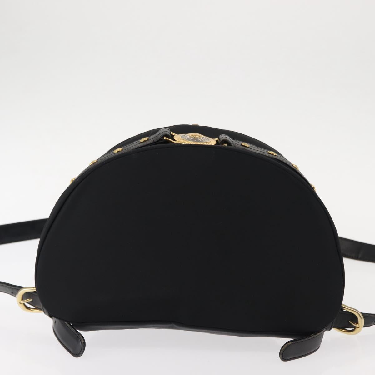 Gianni Versace Backpack Nylon Black Gold Auth 147619