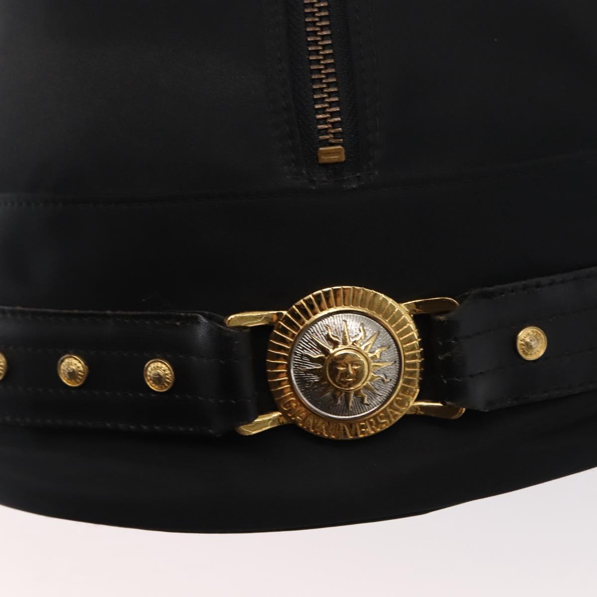 Gianni Versace Backpack Nylon Black Gold Auth 147619