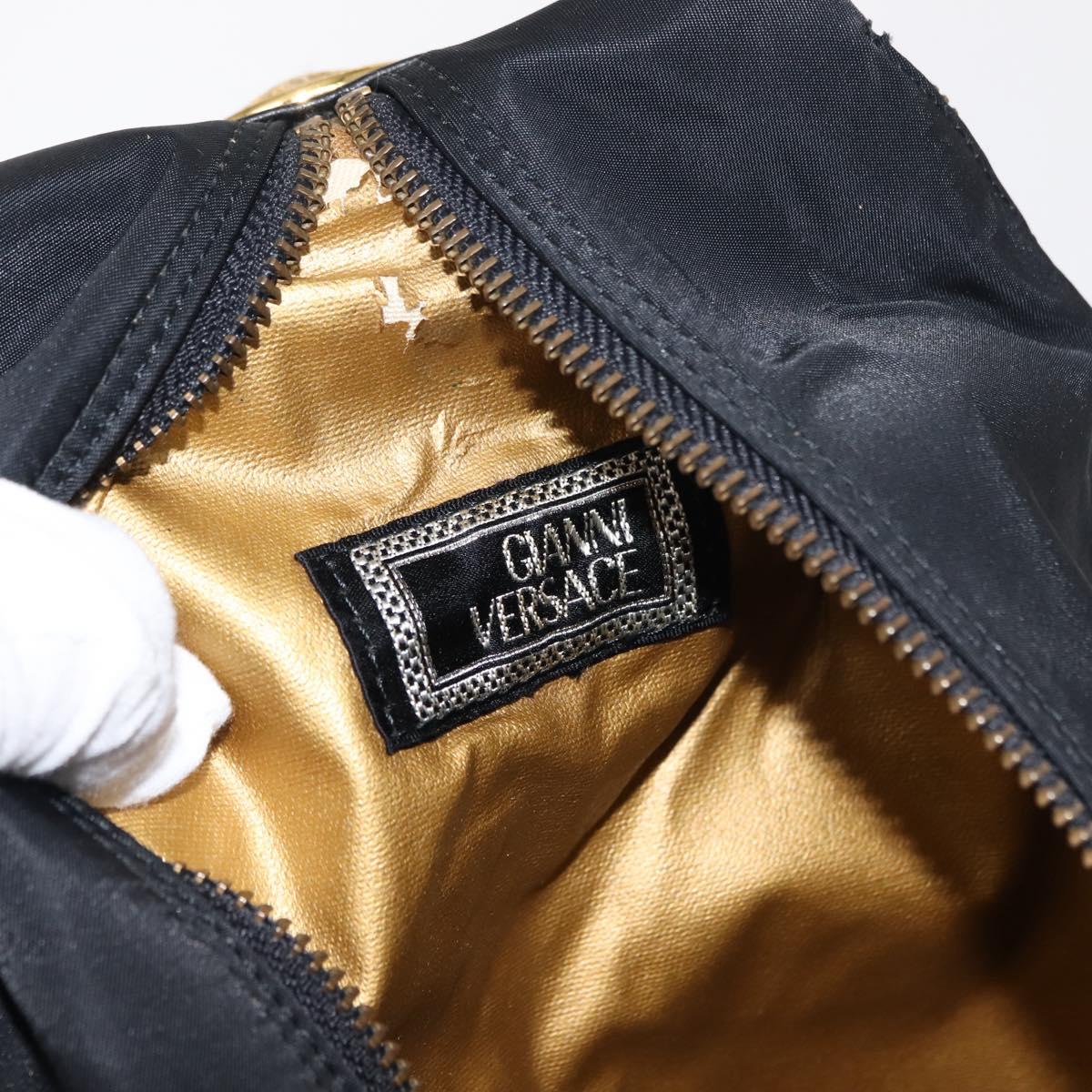 Gianni Versace Backpack Nylon Black Gold Auth 147619