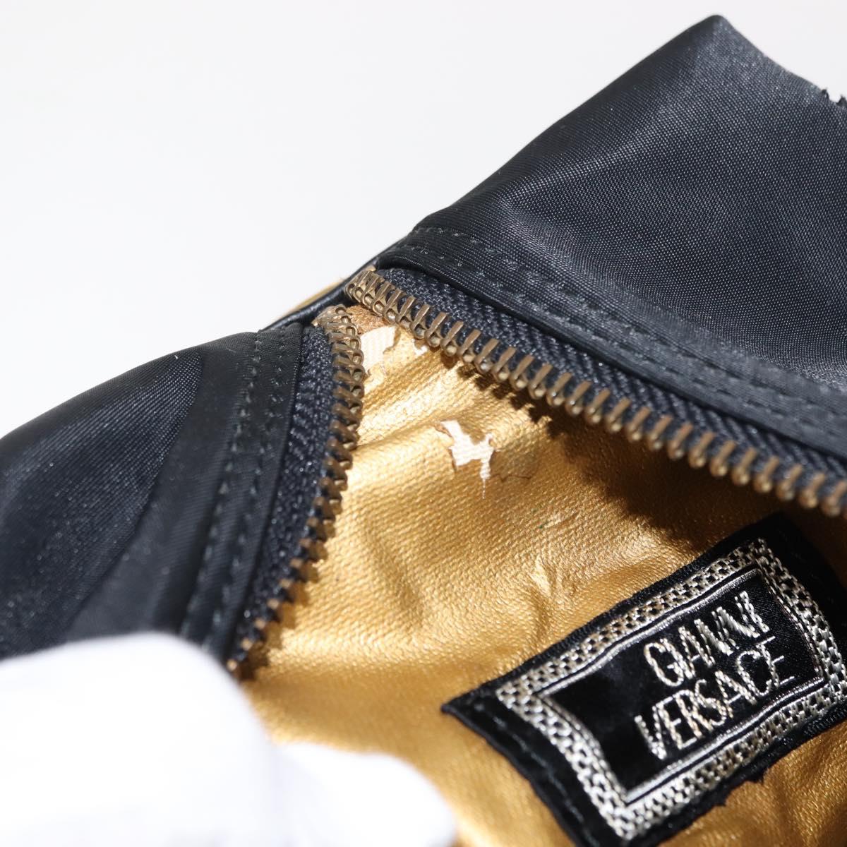 Gianni Versace Backpack Nylon Black Gold Auth 147619