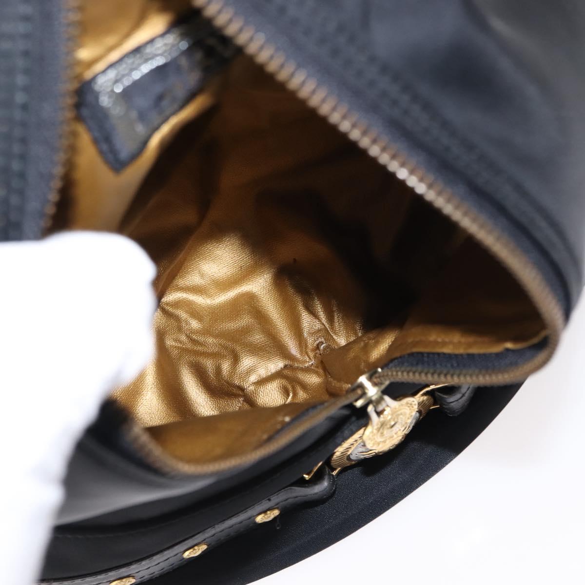 Gianni Versace Backpack Nylon Black Gold Auth 147619
