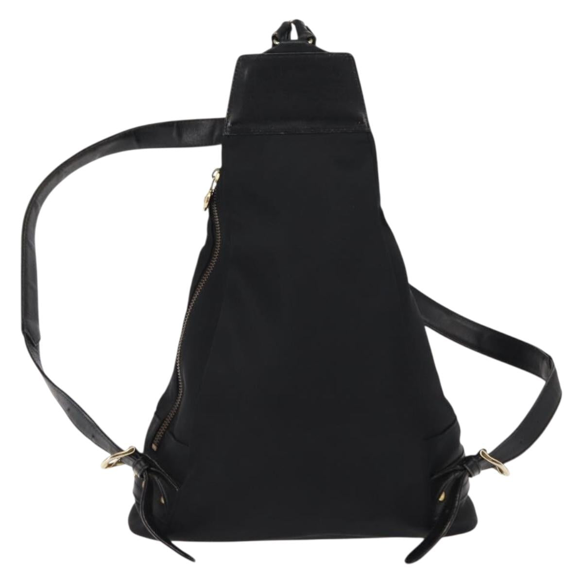 Gianni Versace Backpack Nylon Black Gold Auth 147619