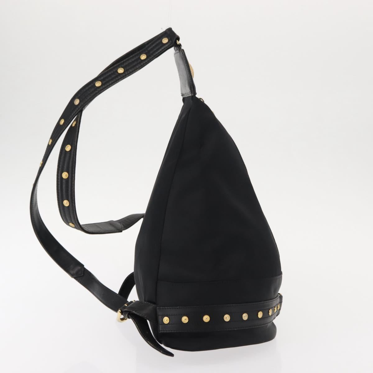 Gianni Versace Backpack Nylon Black Gold Auth 147619