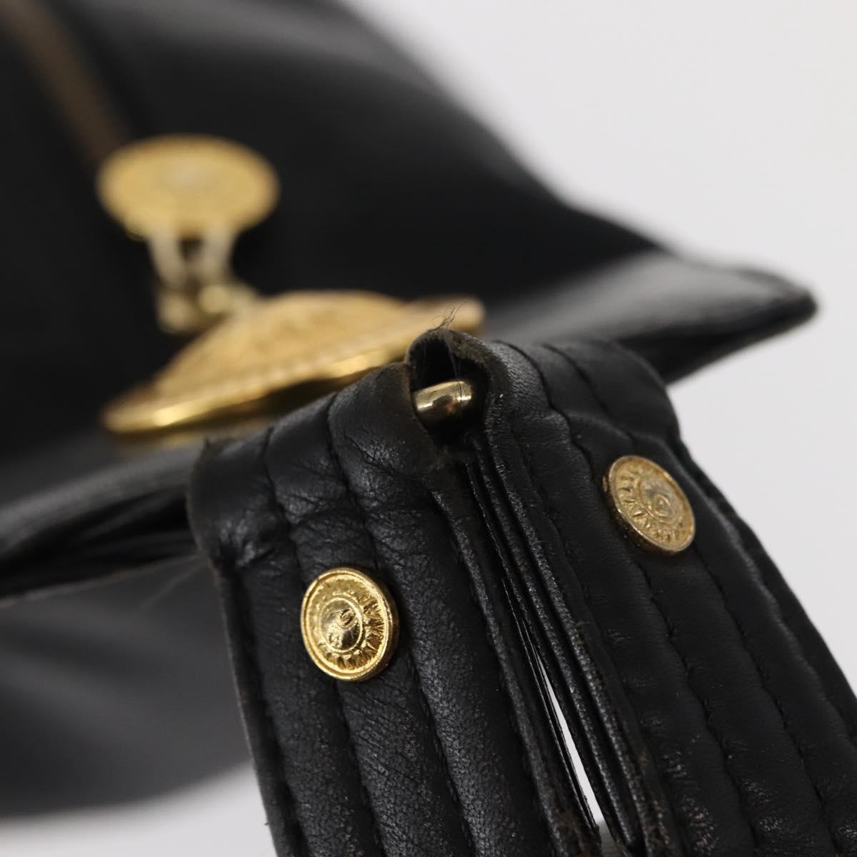 Gianni Versace Backpack Nylon Black Gold Auth 147619