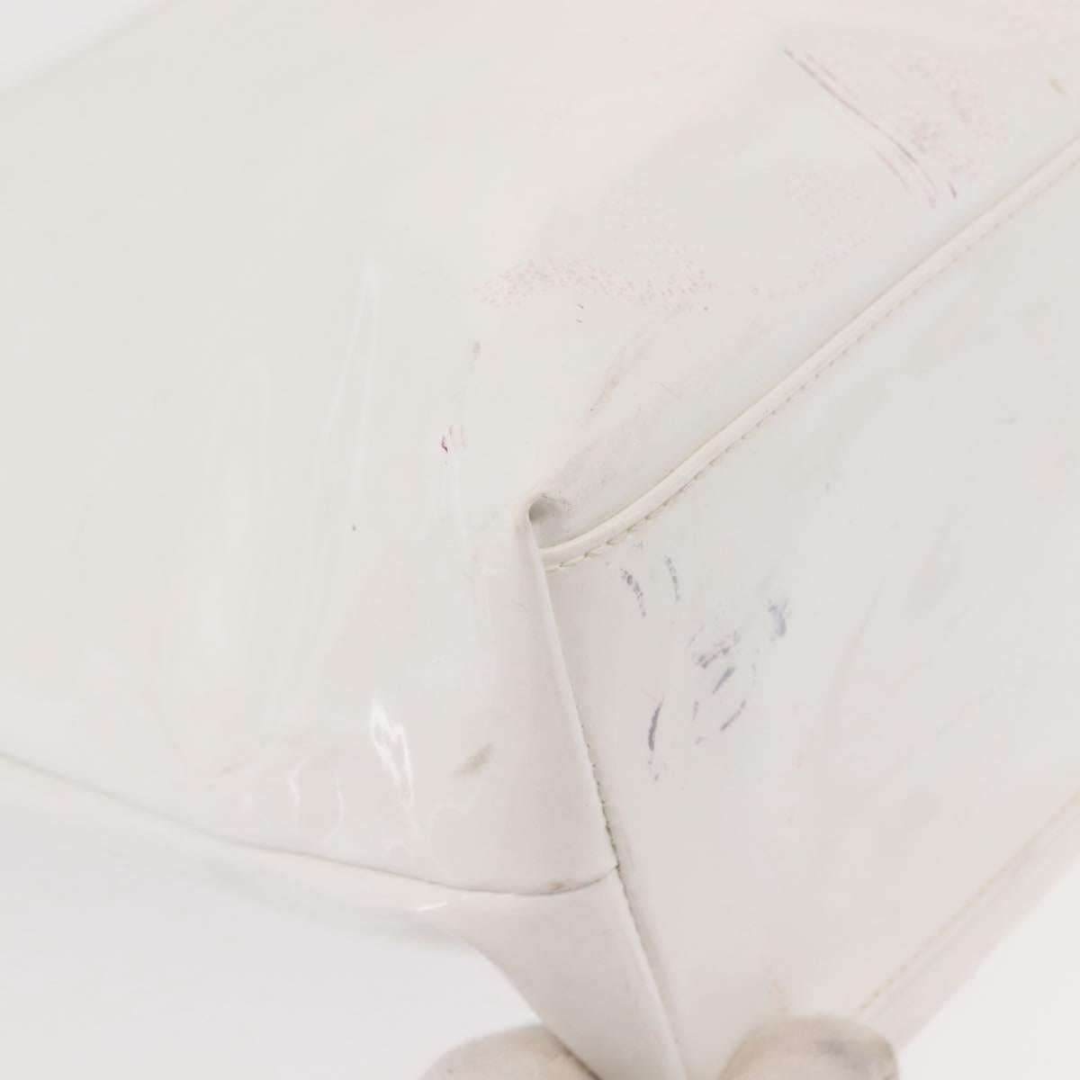 Salvatore Ferragamo Gancini Tote Bag Enamel White Auth 147620