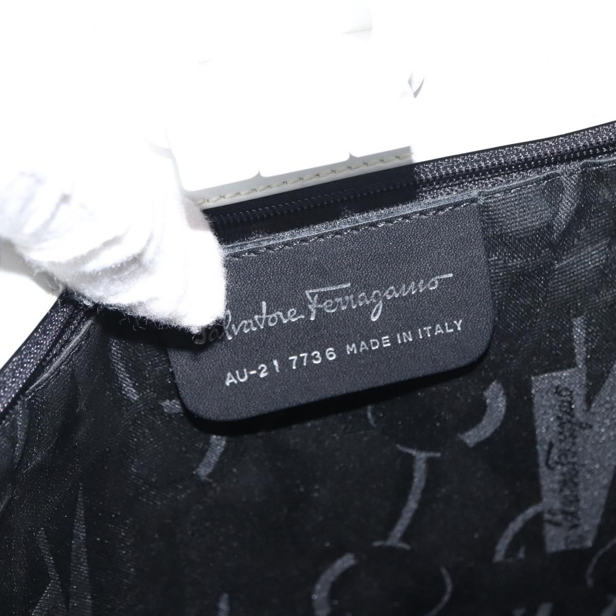 Salvatore Ferragamo Gancini Tote Bag Enamel White Auth 147620